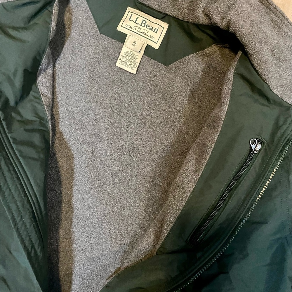 LL Bean Warm Up Jacket Bomber Coat Mens XL Black Nylon Shell Fleece Lined